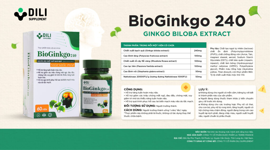 BioGinkgo 240 hỗ trợ tăng tuần hoàn máu não giúp ngủ ngon sâu giấc